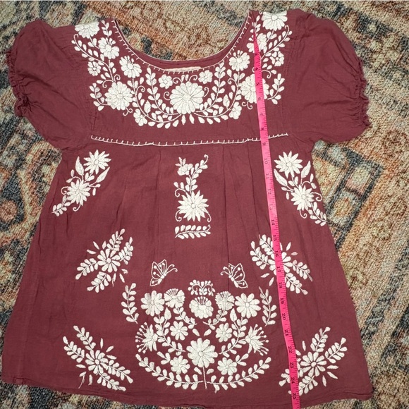 Siren La Mariposa Corta Embroidered Mexican Style Peasant Top size small - Picture 8 of 11